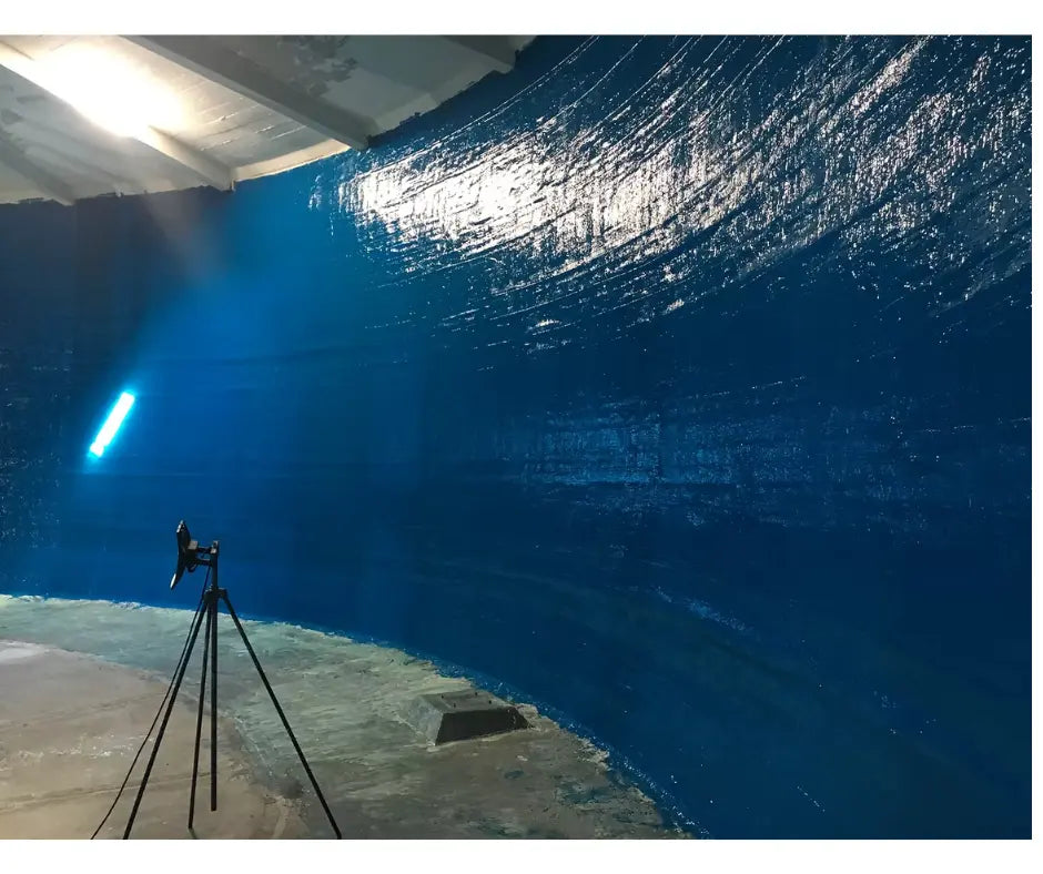 Acothane DW Painted on a concrete water tank in blue