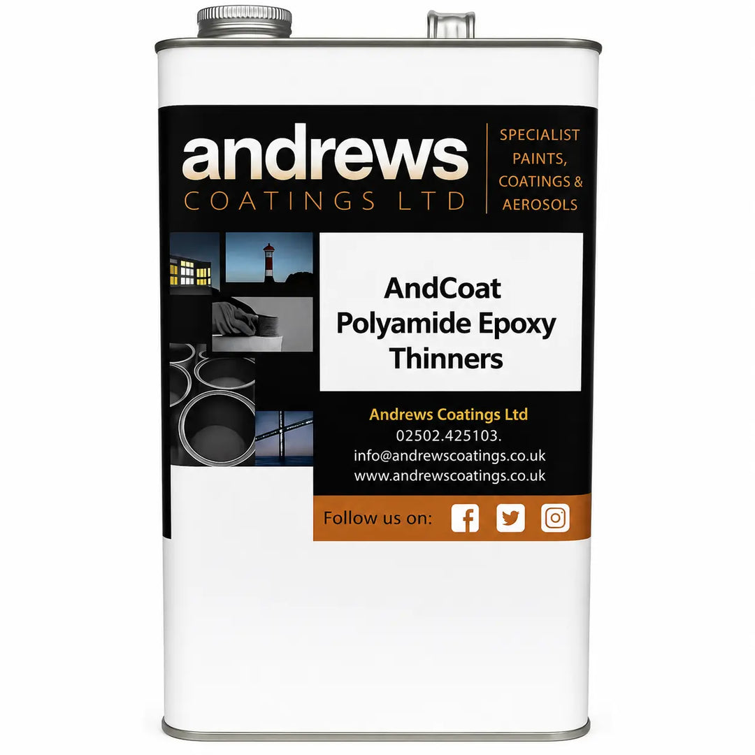 Can of AndCoat Polyamide Epoxy Thinners by Andrews Coatings Ltd on a white background