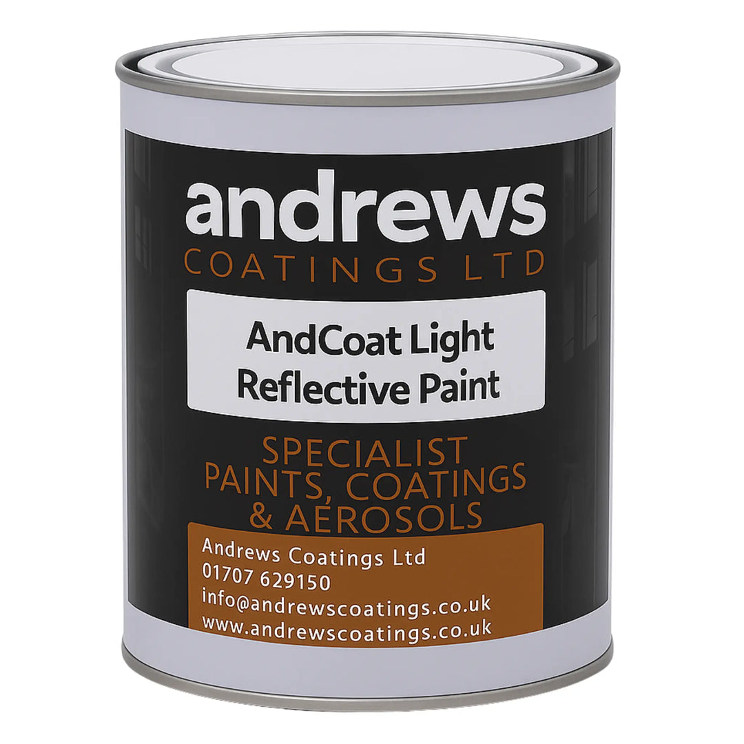Can of Andrews Coatings Ltd AndCoat Light Reflective Paint on a white background