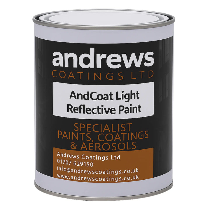 Can of Andrews Coatings Ltd AndCoat Light Reflective Paint on a white background