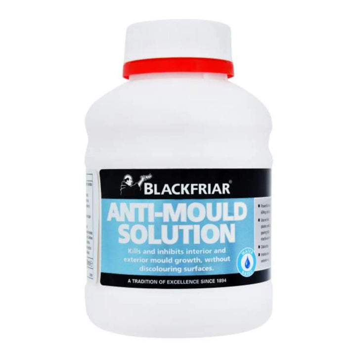 White bottle of Blackfriar Anti-Mould Solution with a red cap on a white background