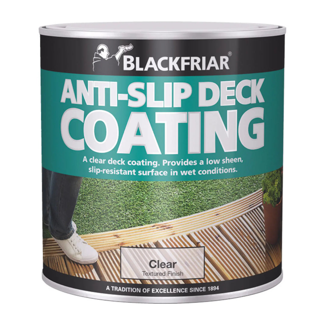 Can of Blackfriar Anti-Slip Deck Coating with text and images on a white background