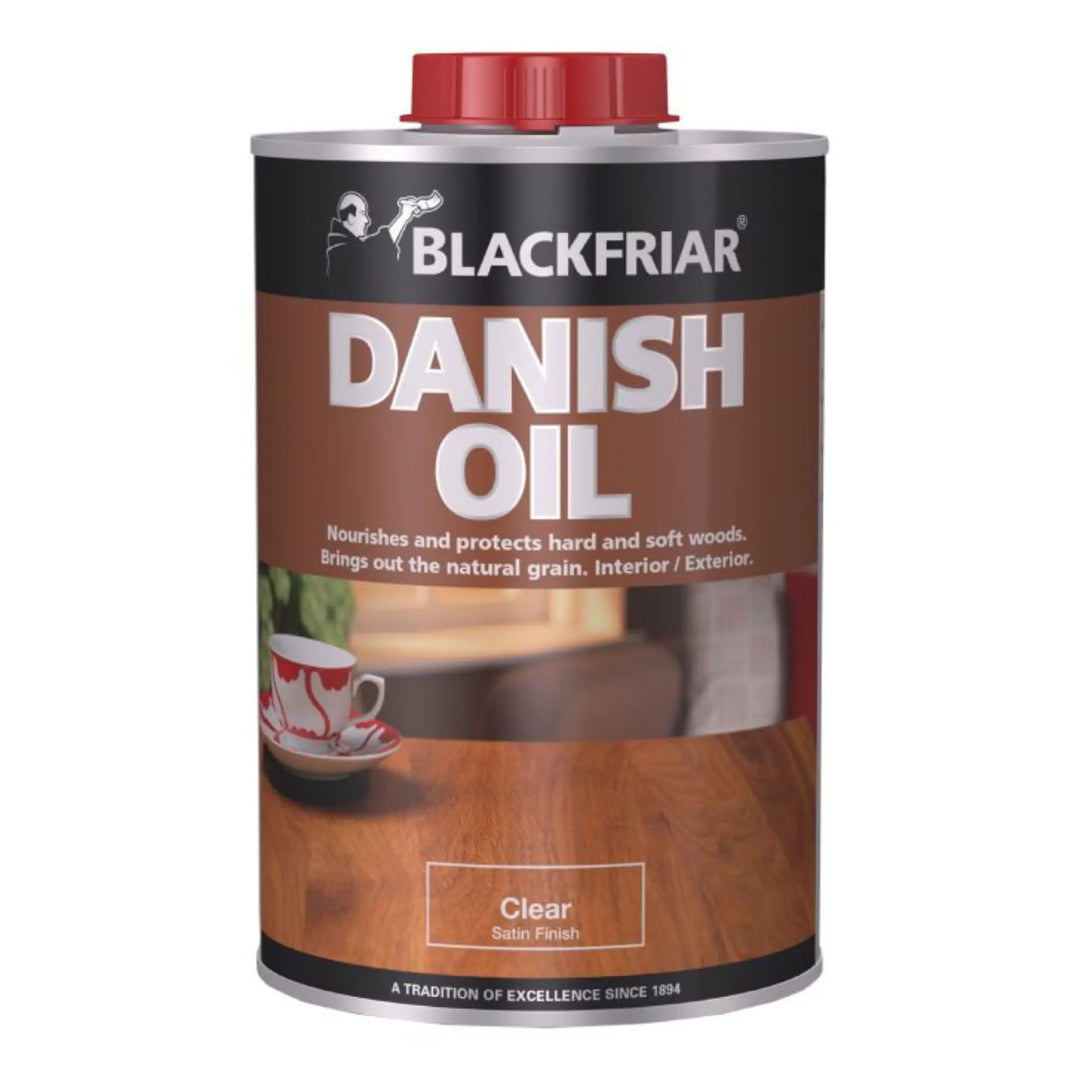 Can of Blackfriar Danish Oil with a white background