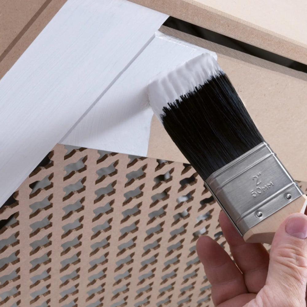 MDF radiator cover being painted with Blackfriar MDF primer