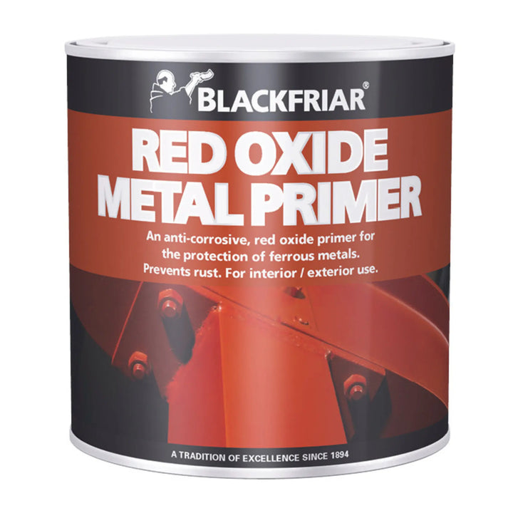 Can of Blackfriar Red Oxide Metal Primer on a white background