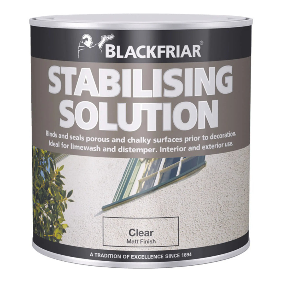 Can of Blackfriar Stabilising Solution with text and images on a white background