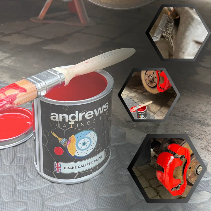 Red Brake Caliper Paint used on brakes with prep images 