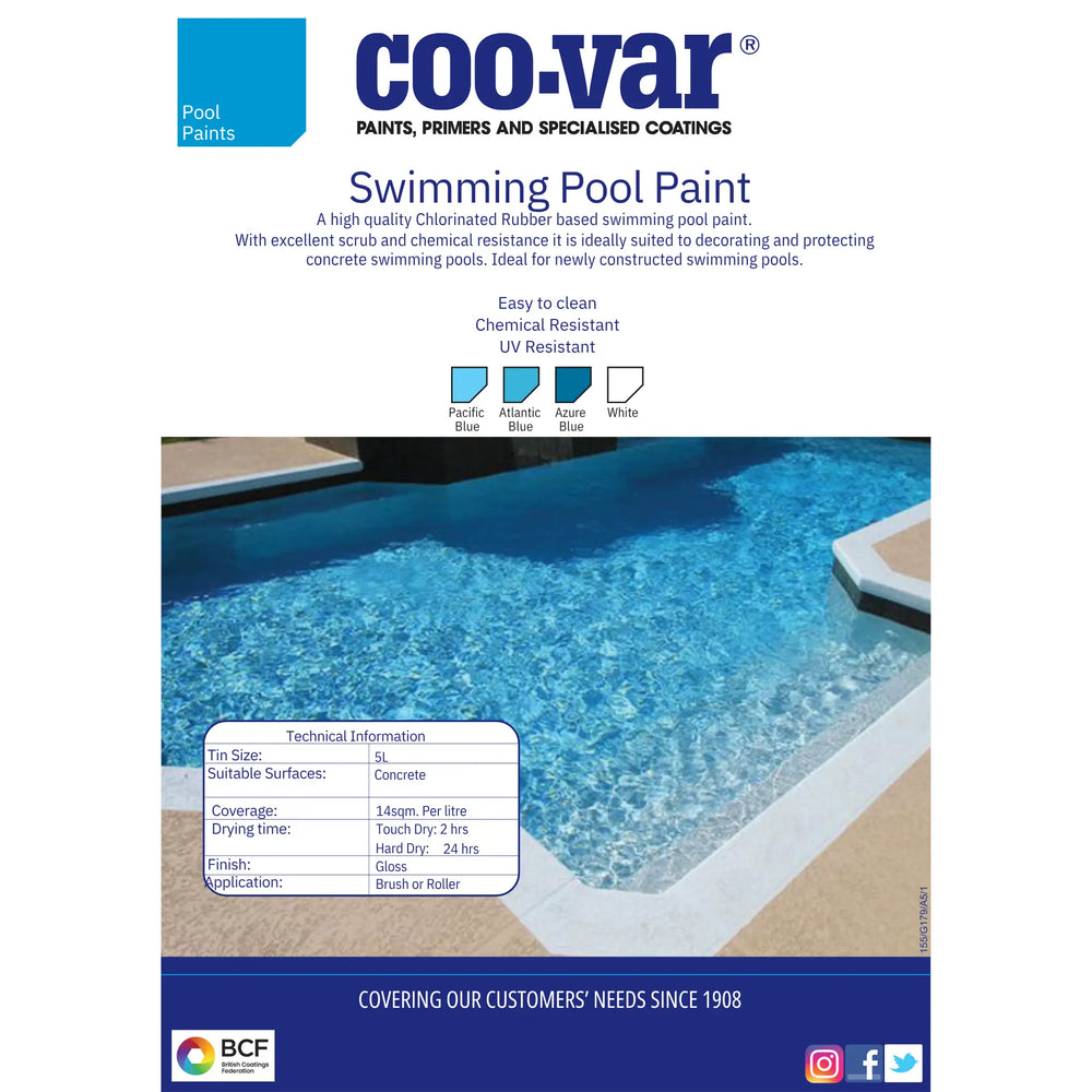 COO-VAR swimming pool paint advertisement with a pool in the background