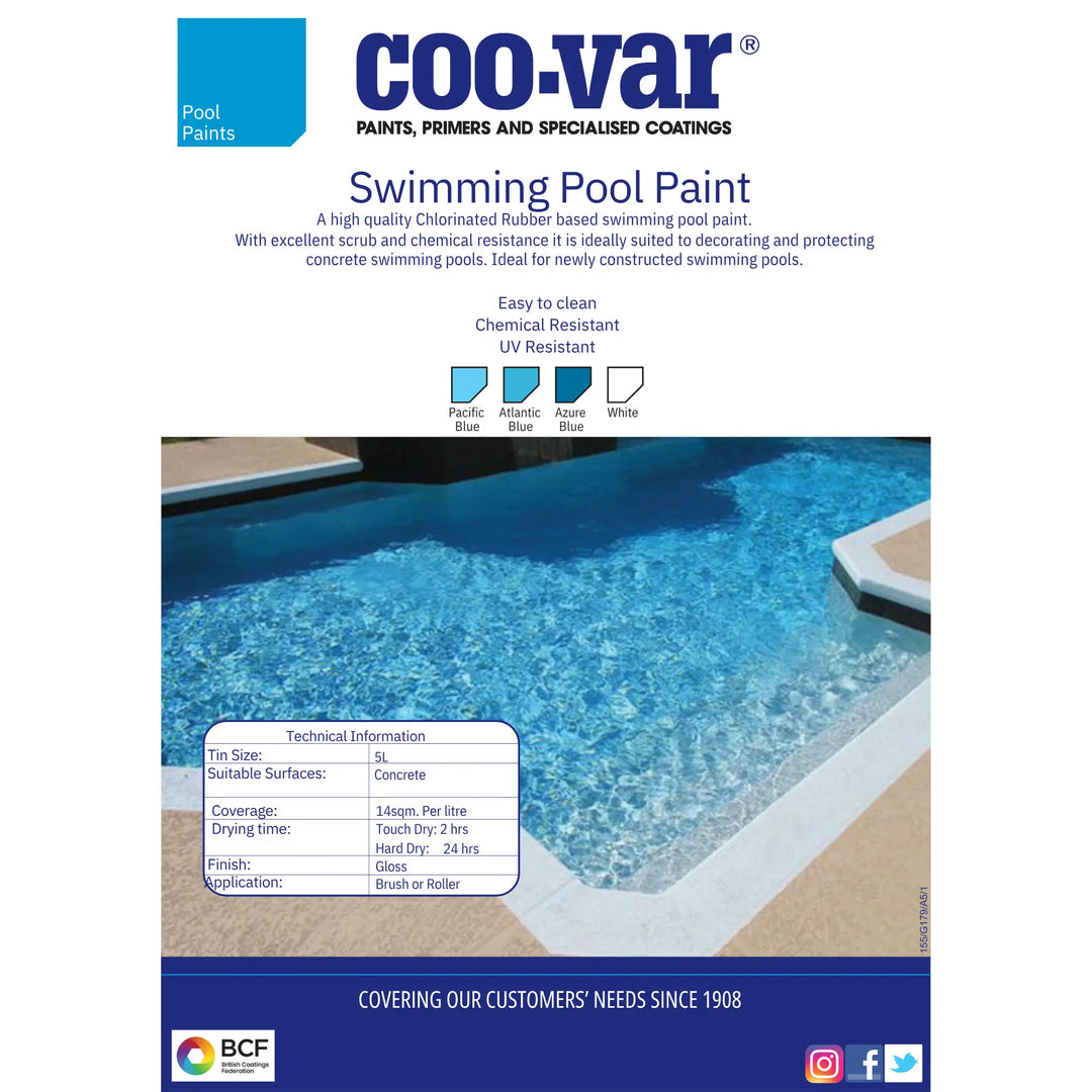 COO-VAR swimming pool paint advertisement with a pool in the background