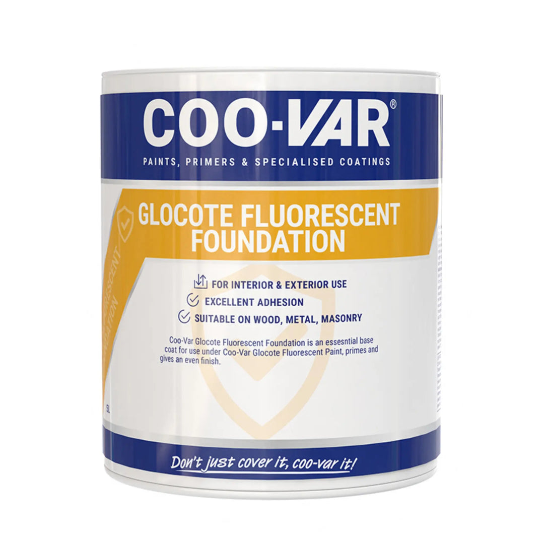 Coo-Var Glocote Fluorescent Foundation paint can on a white background