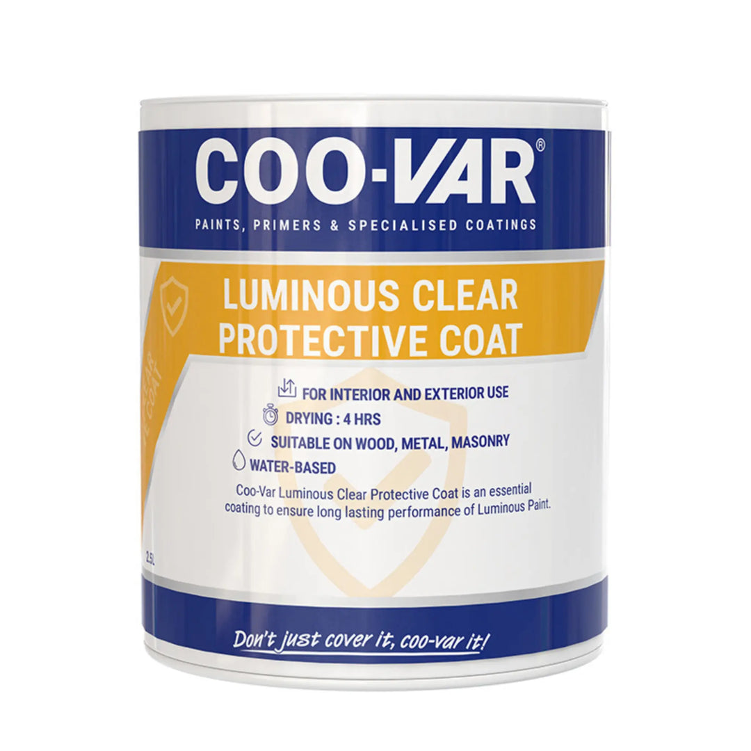 Coo-Var paint can with clear protective coat label on a white background