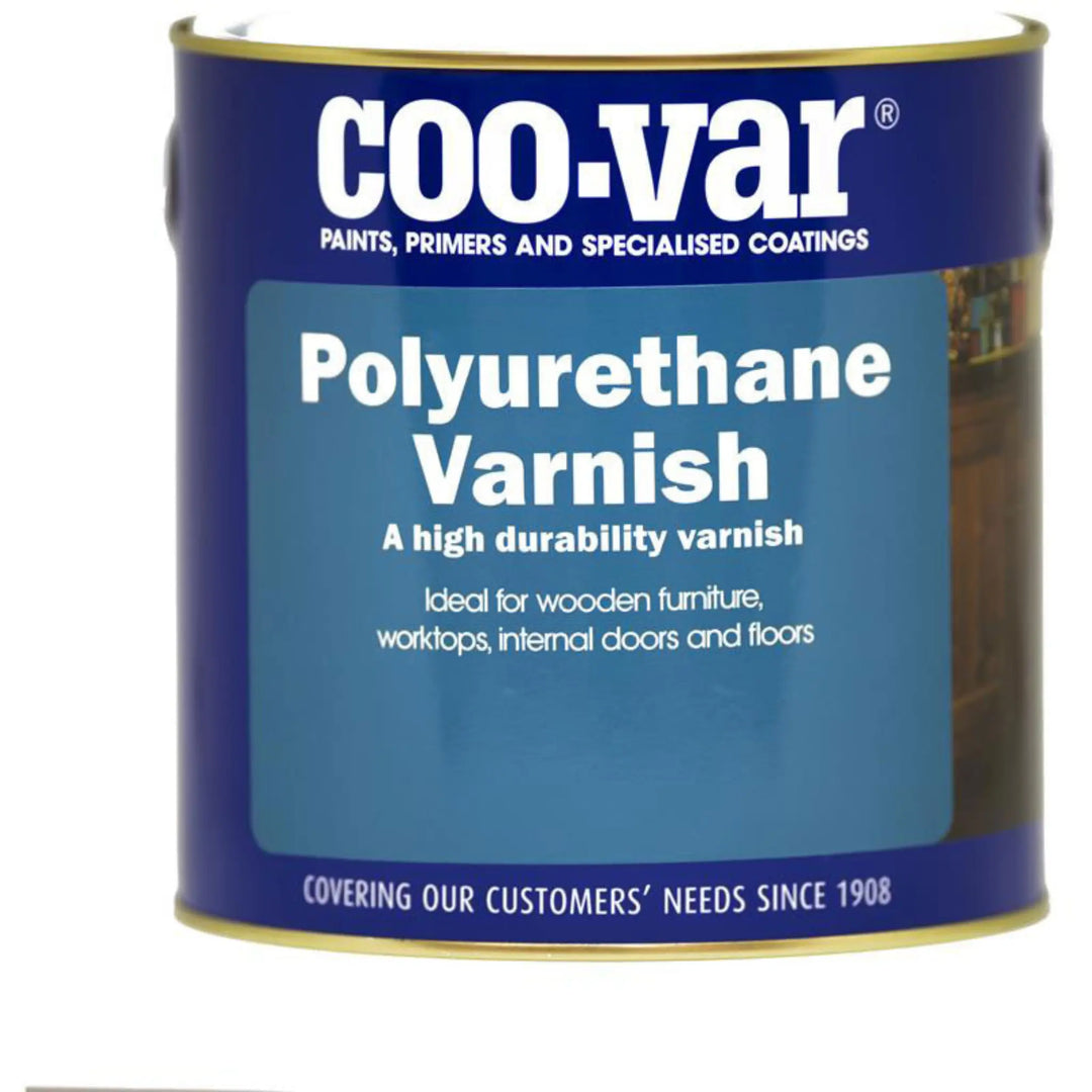 Coo-var polyurethane varnish can on a white background