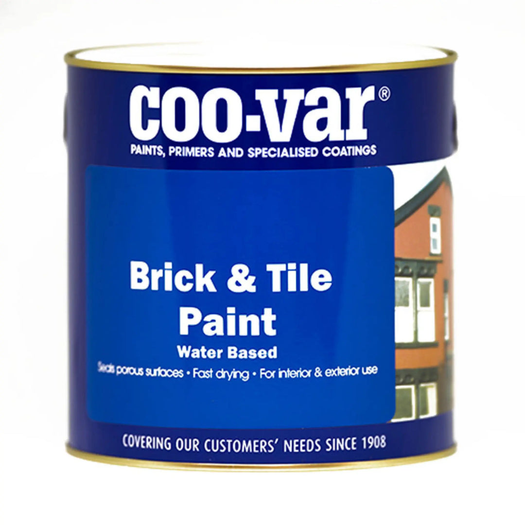 Coo-var brick and tile paint can on a white background