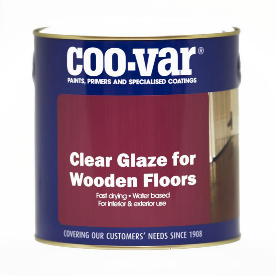 Coo-var clear glaze for wooden floors can on a white background