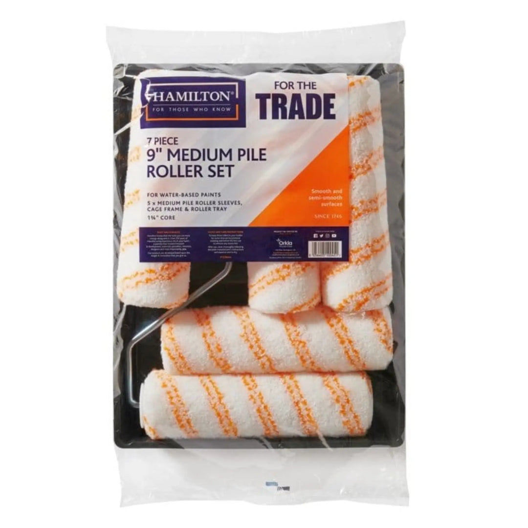 For The Trade 7 Piece 9″ Medium Pile Roller Set on white background