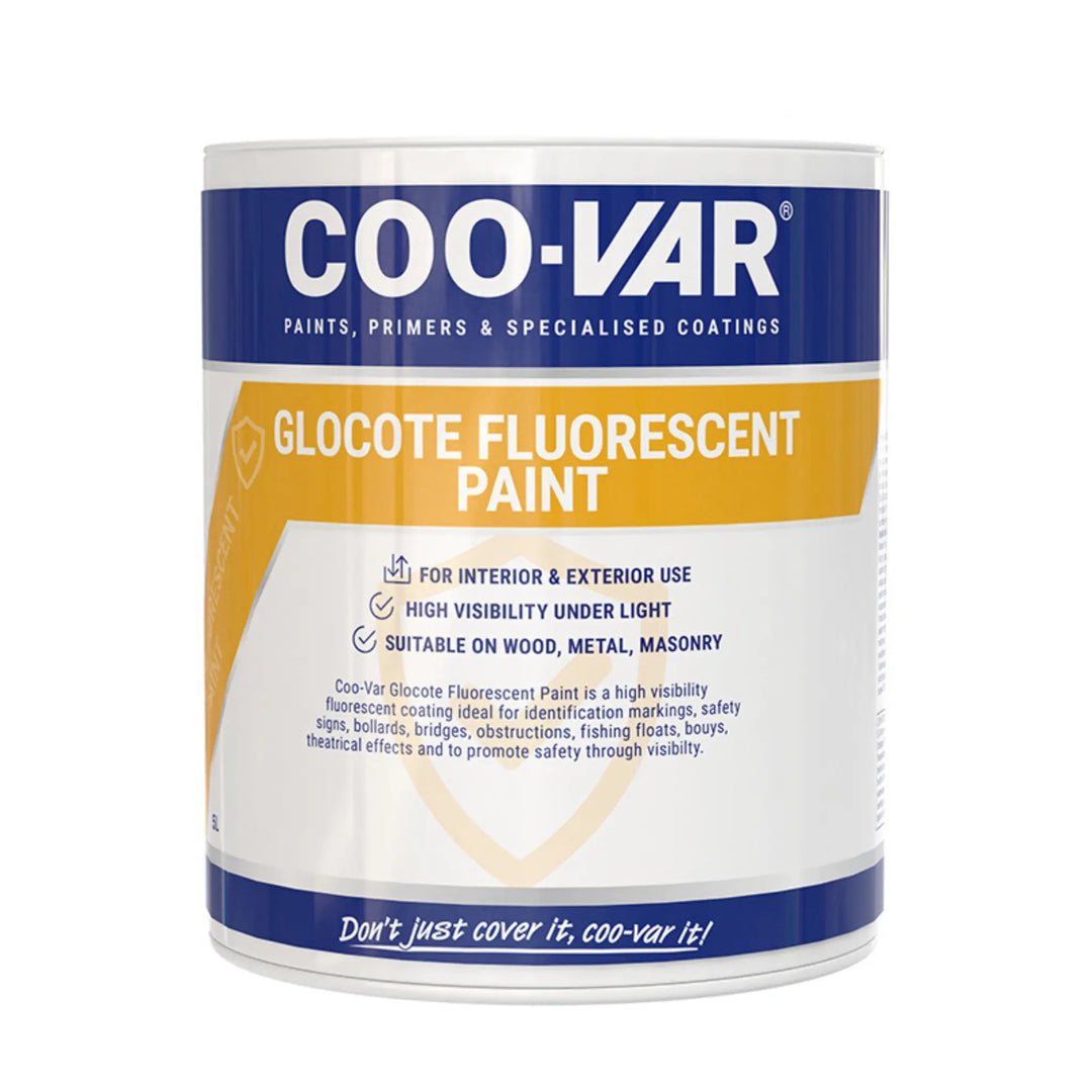 Coo-Var Glocote Fluorescent Paint can on a white background