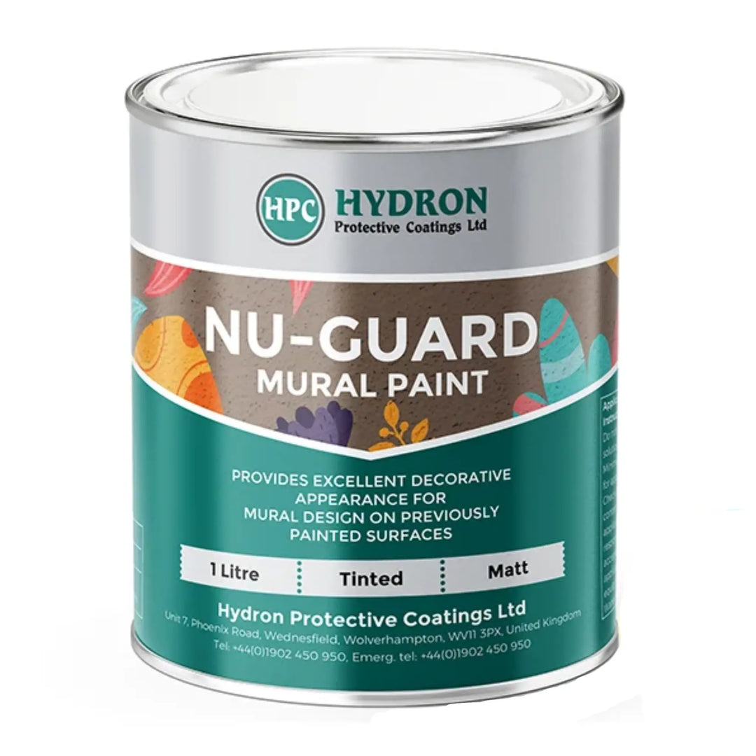 Can of Hydron Nu-Guard Mural Paint on a white background