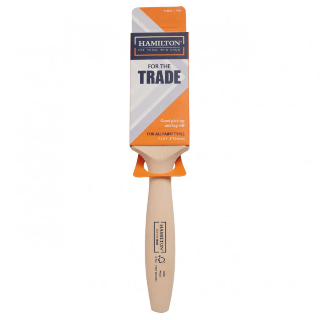 Paint brush with packaging labeled 'Hamilton for the Trade' on a white background