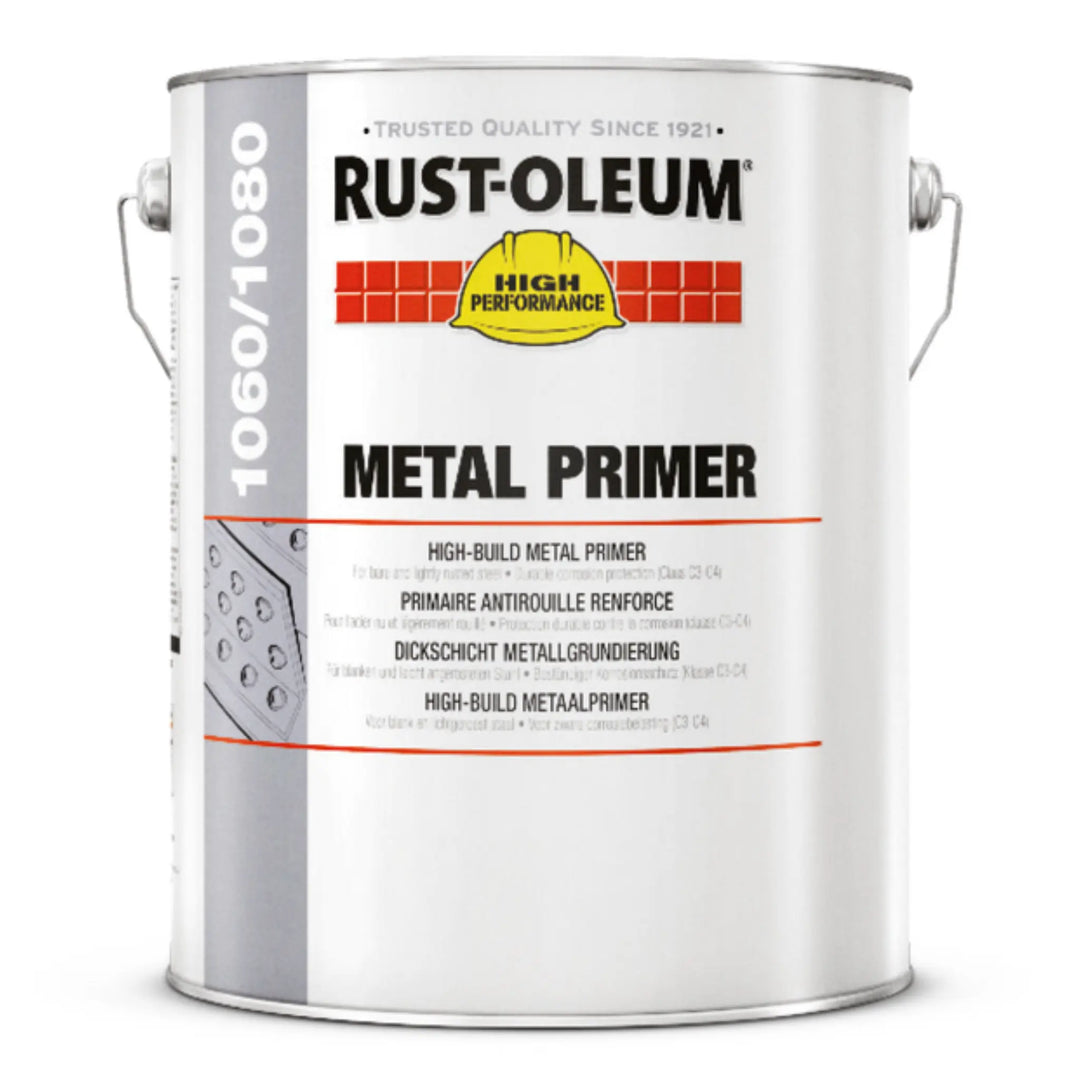 Rust-Oleum metal primer paint can on a white background