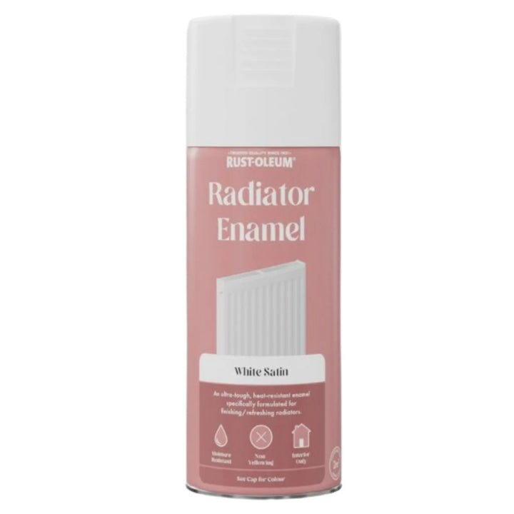 Rust-Oleum Radiator Enamel spray can on a white background