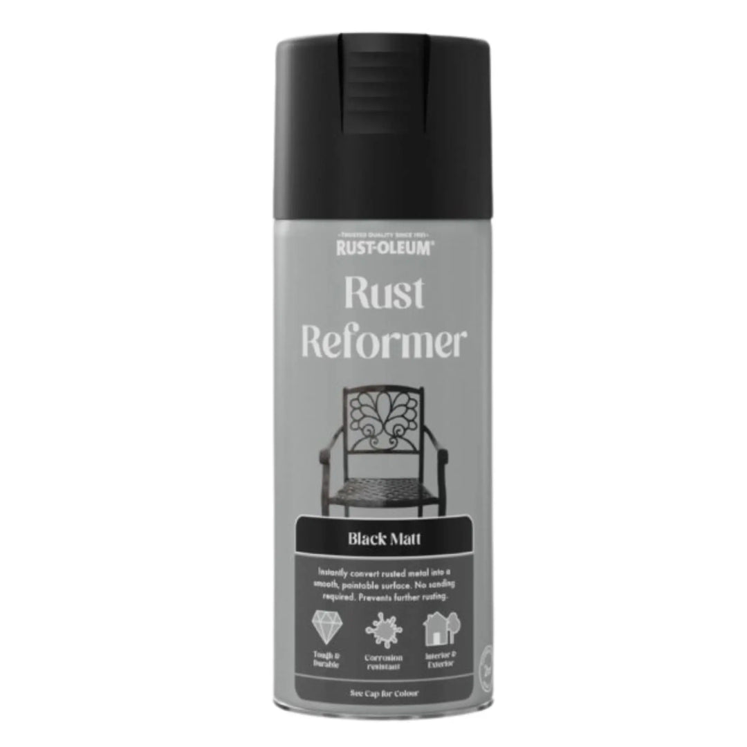 Rust-Oleum Rust Reformer spray can on a white background