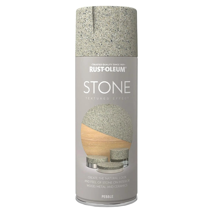 Rust-Oleum Stone effect spray paint can on a white background