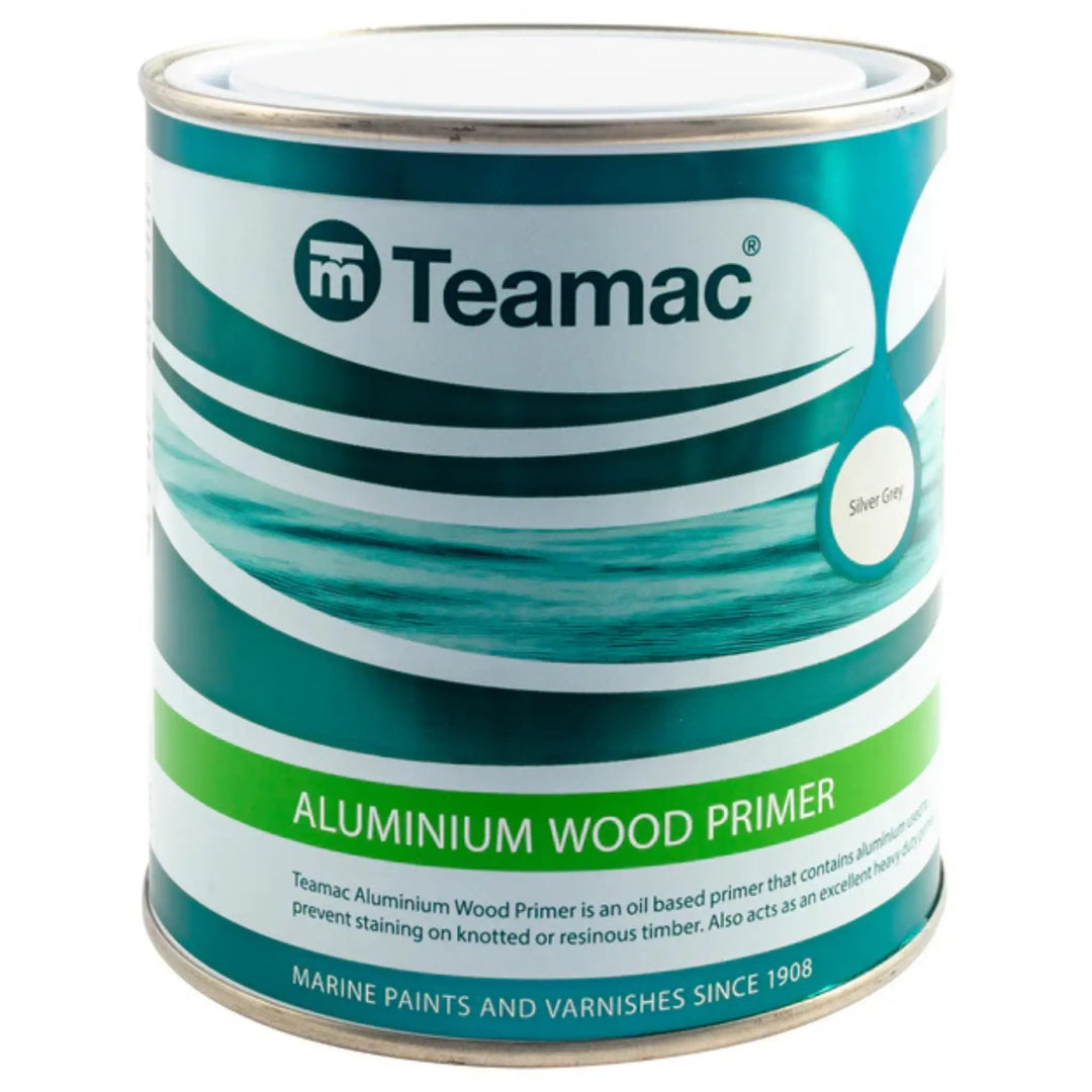 Teamac Aluminium Wood Primer can on a white background