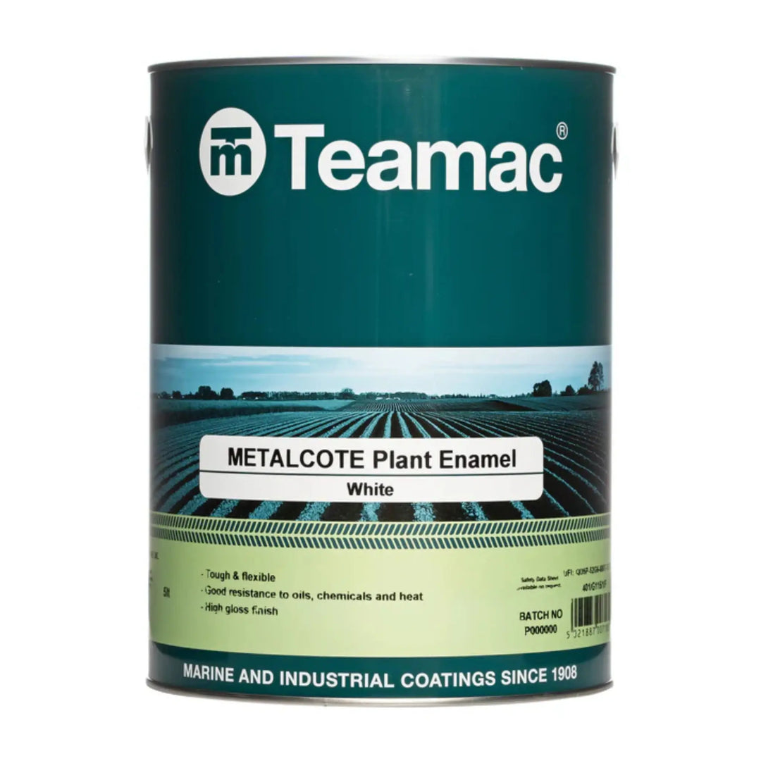 Teamac Metalcote Plant Enamel paint can on a white background