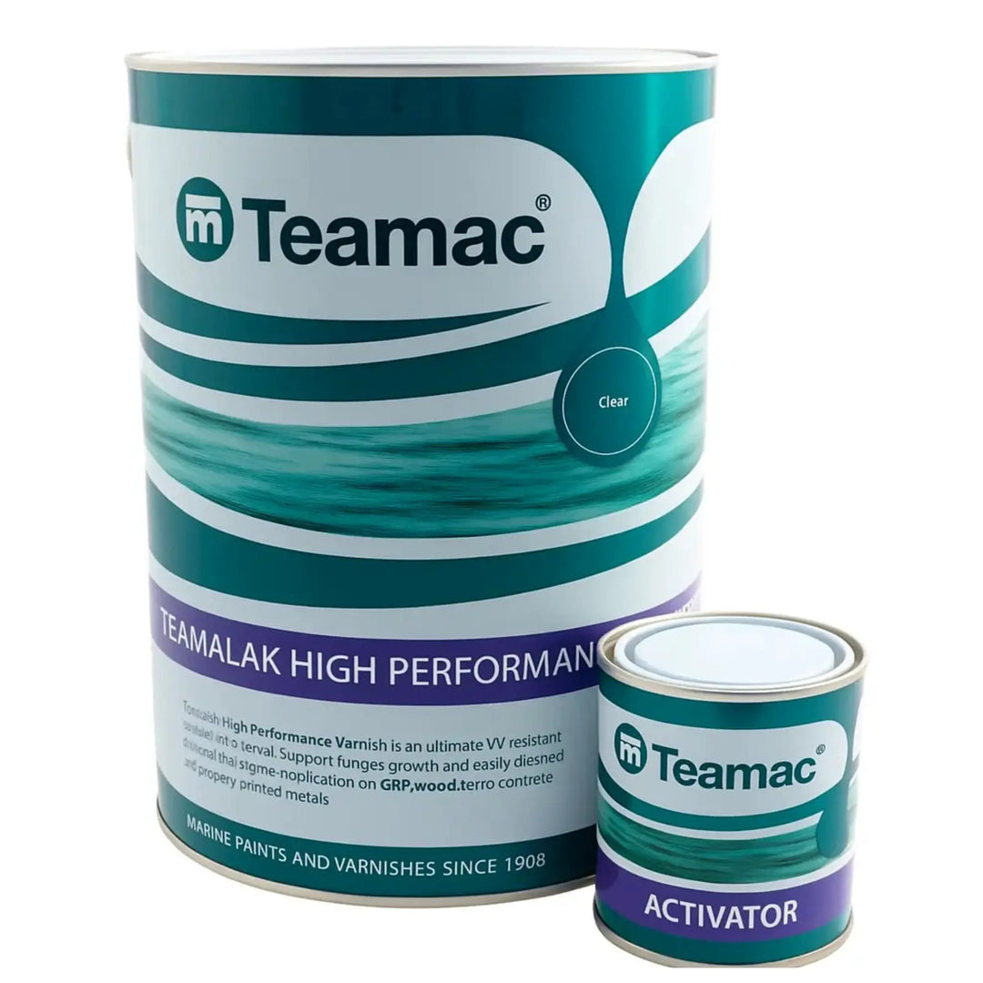 Teamac Teamalak High Performance varnish can on a white background