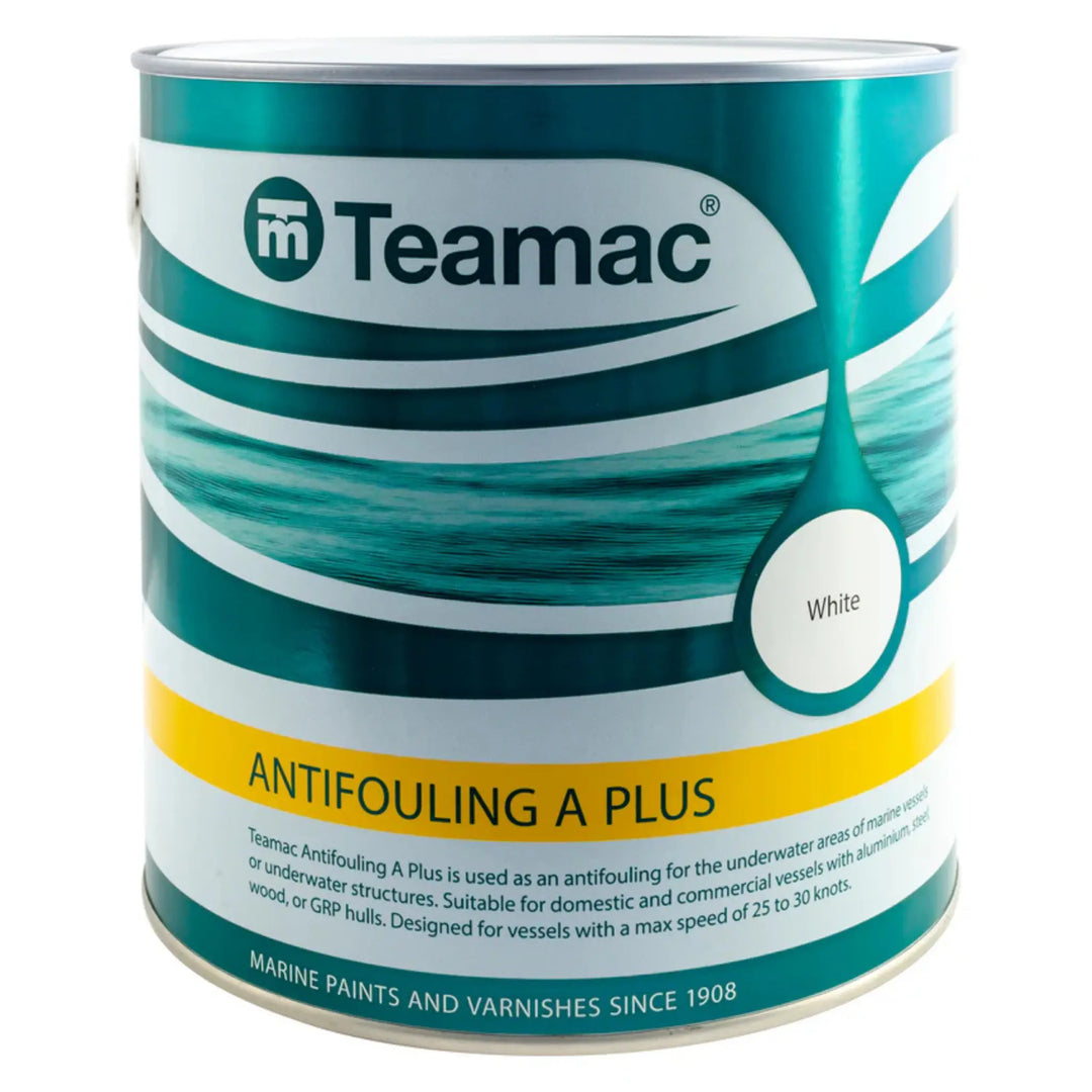 Tin of Teamac antifouling A Plus on a white background