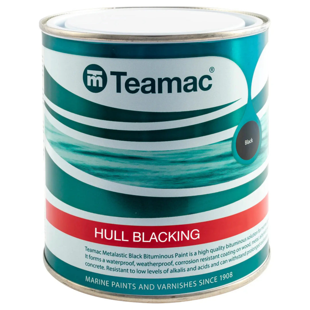 Teamac hull blacking paint can on a white background