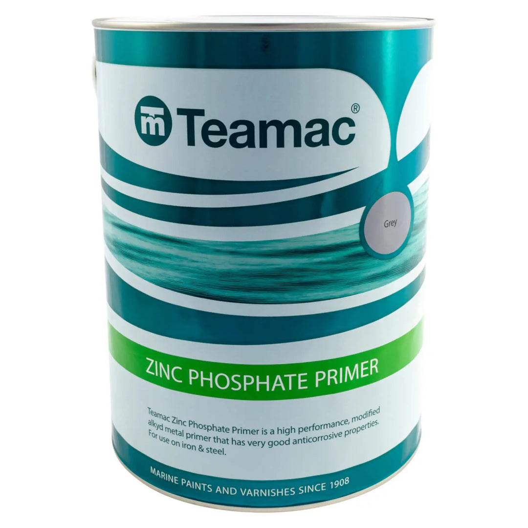 Teamac zinc phosphate primer can on a white background