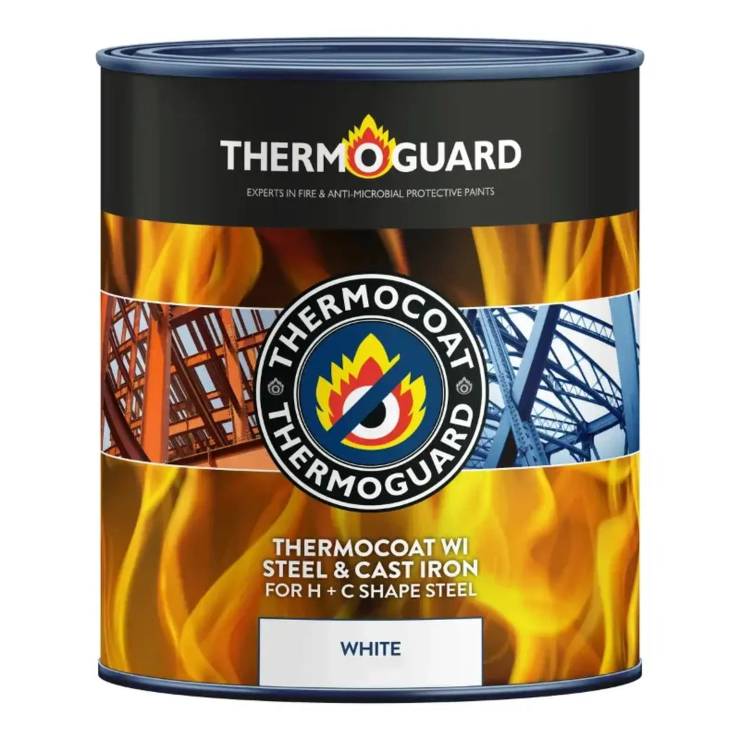 Thermoguard paint can with flame design on a white background
