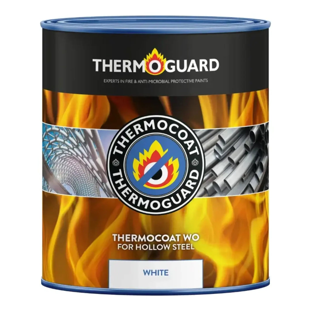 Thermoguard WO paint can with flame design on a white background