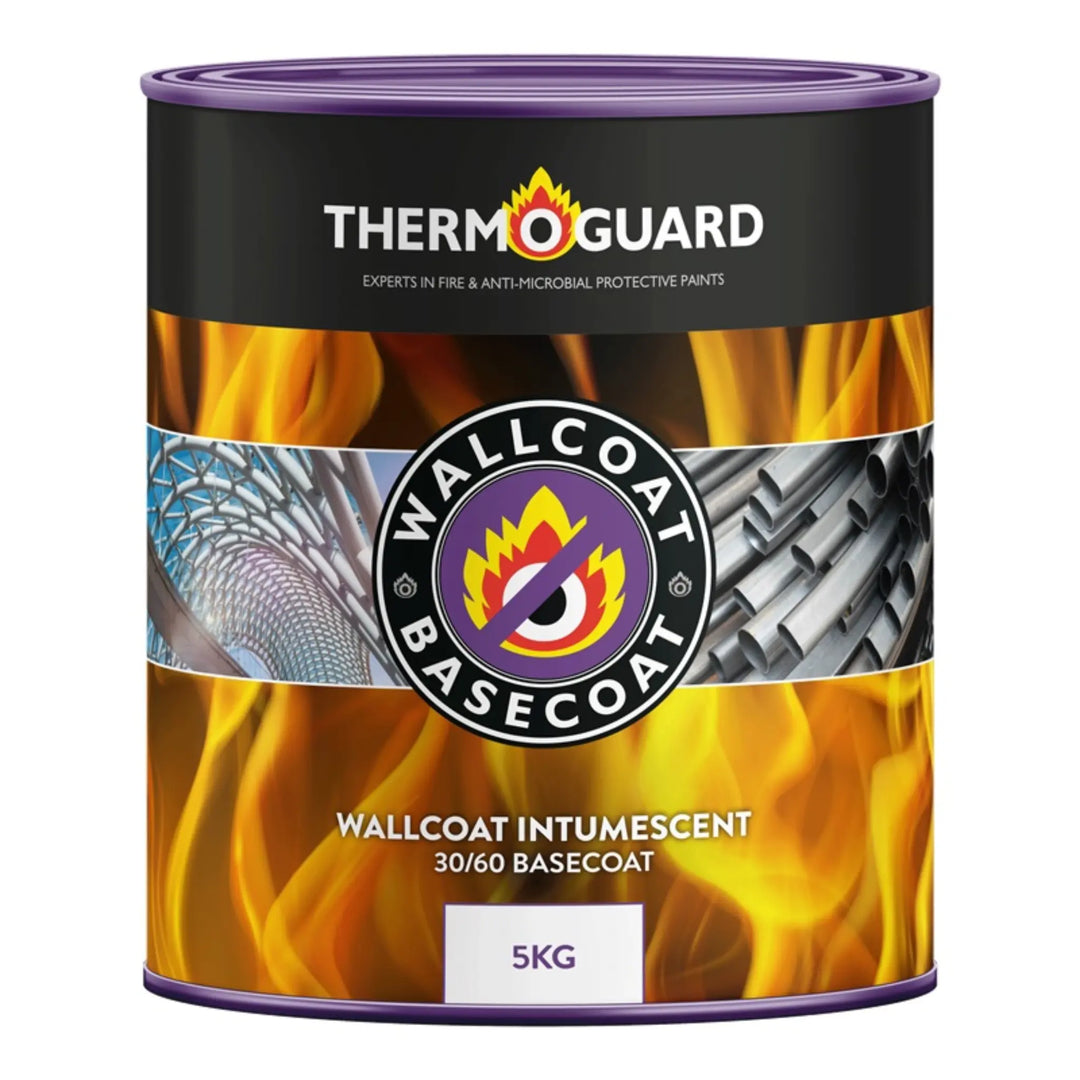 Thermoguard Wallcoat Basecoat paint can with flame design on a white background