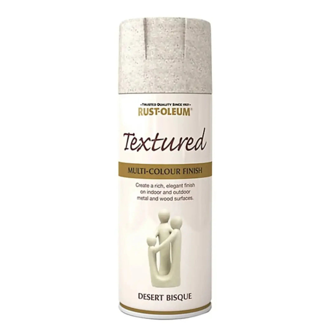 Rust-Oleum Textured Multi-Colour Finish spray can in Desert Bisque on a white background