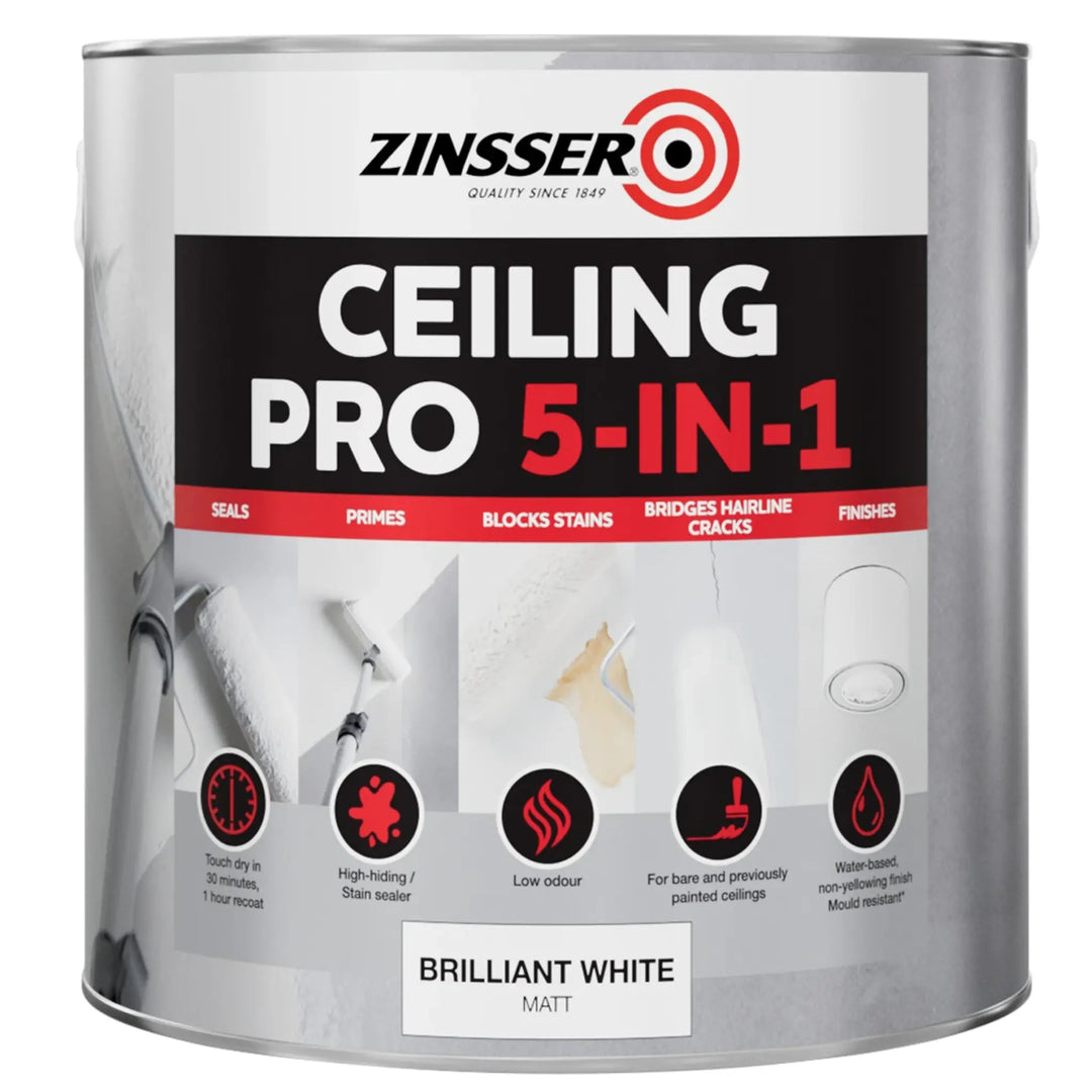 Zinsser Ceiling Pro 5-in-1 paint can on a white background