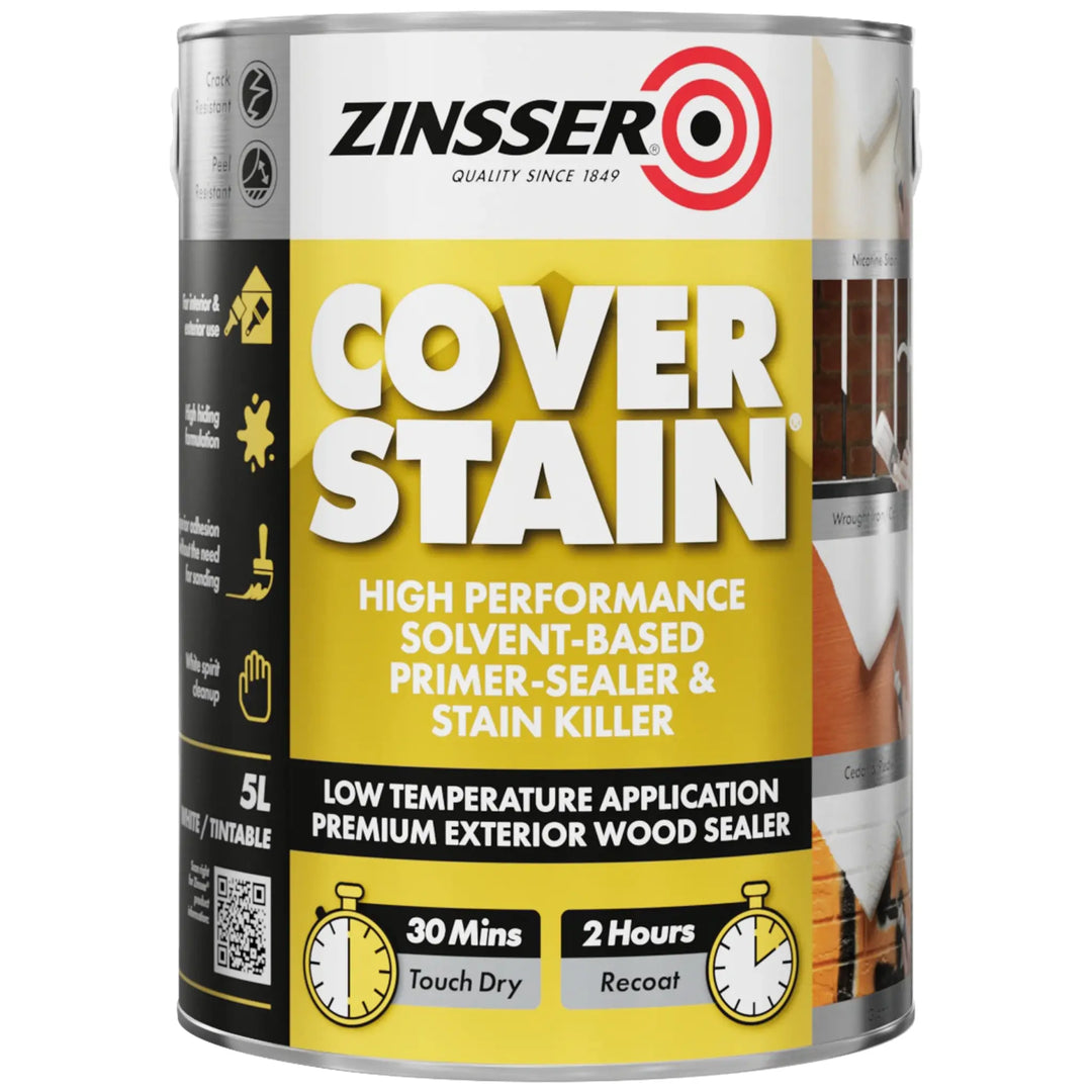 Zinsser Cover Stain paint can on a white background