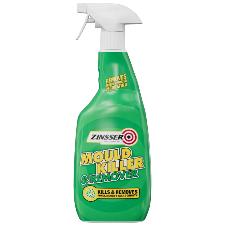 Green spray bottle of Zinsser Mould Killer & Remover on a white background
